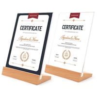Support de menu publicitaire personnalisé en acrylique pour restauration rapide, présentoir mince pour hôtels, support d'affiche de restaurant A3/A4 avec base en bois