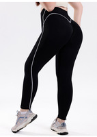 Pantalon de yoga taille haute côtelé en Spandex/Nylon, color-block, grande taille, longueur intégrale, pour femme, idéal pour la course et le fitness – Meilleures ventes