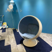 Chaise Sphère Moderne à Espace Unique avec Haut-Parleur Chaise de Loisirs Rotative à la Mode pour Bibliothèque Bar Lecture Personnalisée en Verre