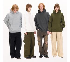 เสื้อมีฮู้ดแบบสวมหัวใช้ได้ทั้งชายและหญิงเสื้อชั้นอากาศร้อน500gsm หนักสีทึบ - Product Image 1