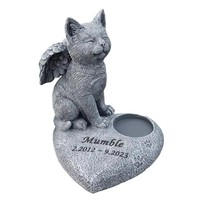 Patung Kucing Malaikat Hati dari Resin Poliester, Buatan Tangan, Dilukis Tangan, untuk Kenangan Hewan Peliharaan, Dekorasi Taman Bergaya Nautikal