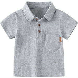 Nouveau style 2026 T-shirt à manches courtes pour garçons, Polo uni pour enfants, Haut d'été pour bébé avec étiquette de poche et col à revers tendance - Product Image 6