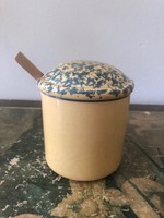 Accessoire de cuisine jaune vintage Pot à épices Pot à confiture en céramique Ensemble de bidons avec cuillère