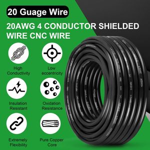 สายทองแดงบริสุทธิ์แบบมีฉนวน 20/4 ขนาด 20AWG 2/4 แกน ความยาว 100 เมตร สำหรับเครื่อง CNC Router, VFD, Spindle, เครื่องพิมพ์ 3 มิติ และมอเตอร์สเต็ปเปอร์ - Product Image 4