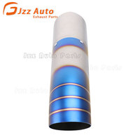 Silencieux d'échappement décoratif pour voiture de course Buse de gorge en acier inoxydable bleu brûlé Entrée 67mm Sortie 89mm Embout d'échappement universel