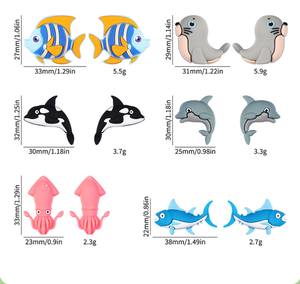 Perles en vrac en PVC et silicone en forme d'animaux marins 3D (Dauphin) pour la fabrication de bracelets, porte-clés et stylos DIY - Product Image 2