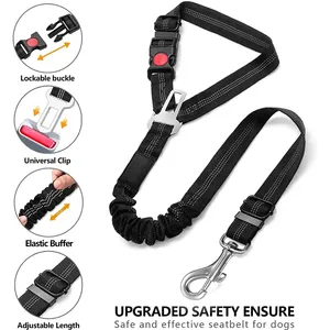 Ensemble de 3 pièces Ceinture de sécurité réglable pour chien, élastique, durable et facile à utiliser Système de retenue pour animaux de compagnie - Product Image 3