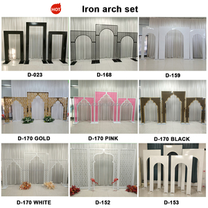 NIKA LED luz cálida telón de fondo pared MARCO DE Metal blanco 3D cuadrado telón de fondo arco conjunto para eventos de boda salón de fiesta - Product Image 5
