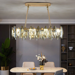 Lámpara de araña de cristal redonda con múltiples cabezales E27 LED para sala de estar, comedor, dormitorio, luz de techo para el hogar - Product Image 3