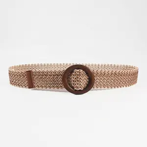 Custom Professional supplier new elastic slimming belts young girls fashion straw braided belt ladies elastic dressy belt