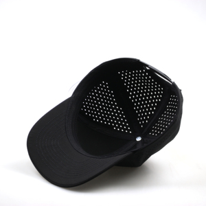 Cappellino da Baseball OEM a 6 Pannelli Nero Impermeabile 100% Poliestere con Stampa <span class=keywords><strong>Offset</strong></span>, Perforazioni Laser, Asciugatura Rapida per Attività all'Aperto - Product Image 5
