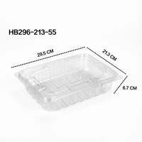 Boîte à emporter en plastique PET de qualité alimentaire, avec couvercle à fermeture, transparente, rectangulaire, pour la présentation de desserts, pizzas, sushis