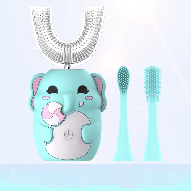 Dessin animé petit éléphant brosse à dents Promotion brosse à dents électrique en forme de U pour les enfants