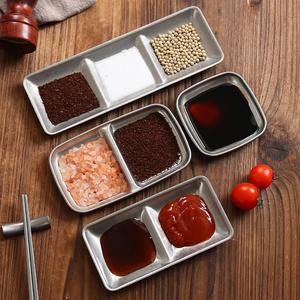 304 Stainless Steel Condiment Dish Divided Serving <b>Tray</b> For <b>BBQ</b> Seasoning Dipping Sauce Storage - Product Image 4