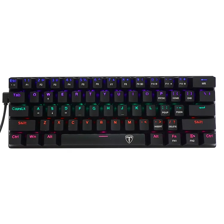 Hot selling 60% portable keyboard gaming Rainbow LED backlight mini custom gaming keyboards for gamer pc computer laptop