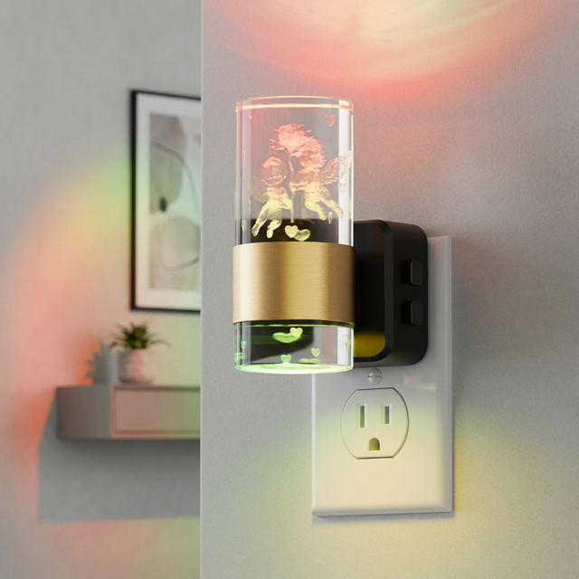 LOHAS RGB Night Light Cupid Dusk Dawn Sensor Elegant Color Changing Dimmable Plug-In Wall Night Light for Bedroom Living
