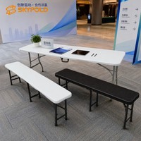 Meilleur prix pour un ensemble de table pliante en plastique pour le camping en plein air et la pêche, avec une table de 6 pieds et 2 bancs de 6 pieds