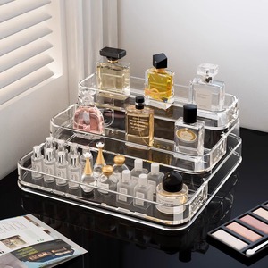Étagère à parfums multicouche en plastique, boîte <span class=keywords><strong>de</strong></span> <span class=keywords><strong>rangement</strong></span> cosmétique <span class=keywords><strong>de</strong></span> bureau, présentoir transparent rectangulaire pour table <span class=keywords><strong>de</strong></span> maquillage et soins <span class=keywords><strong>de</strong></span> la peau - Product Image 2