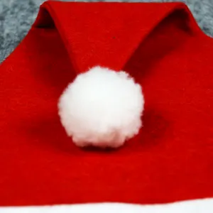 Cheaper Custom Non Woven Santa Hat Polyester Xmas Cap Felt Christmas Hat For Party Christmas Decoration