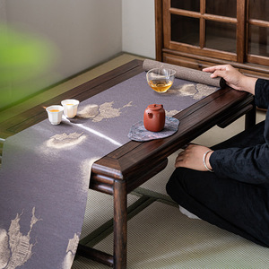 Guanlan Chinese Style Waterproof Tea <b>Table</b> <b>Runner</b> For Dry Brewing Tea Ceremony Accessories Traditional Design Dehua Origin - Product Image 5