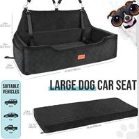 Siège de sécurité pour chien portable de luxe avec ceinture de sécurité, lit de voyage surélevé carré et solide pour grands chiens ou deux petits chiens