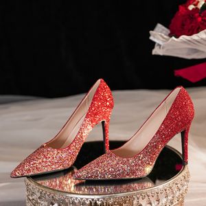 Chaussures à talons aiguilles pointus scintillantes 9000B, super hautes (8 cm), pour mariage, soirée ou tenue de cérémonie - Product Image 1