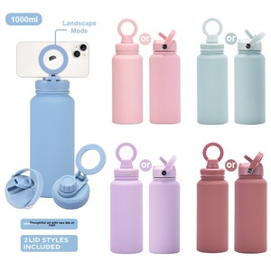 Design moderno grande capacità 1L paglia Thermos magnetico supporto per telefono cellulare due coperchi sport all'aperto acqua bollitore 800ml aspirapolvere - Product Image 2