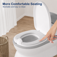 Siège de toilette d'apprentissage confortable pour bébés et tout-petits, en plastique, avec simulation de chasse d'eau musicale et boîte de rangement pour mouchoirs