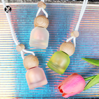 10ml vide rond bouteille en verre bouchon en bois suspendu voiture parfum café rose Orange givré couleur voiture diffuseur bouteille avec boîte en papier