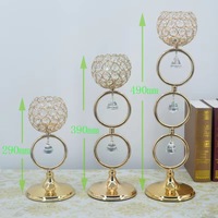 Candelabro de Hierro Forjado Retro Chapado en Oro Hecho a Mano con Diseño de Bola de Cristal para Decoración de Mesa de Boda
