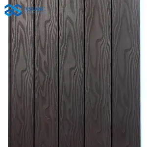 핫 세일 회색 외부 장식 PVC 벽 패널 3D 나무 질감 복합 벽 클래딩 패널 장식 인테리어