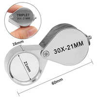 Factory Price Mini 10X 20X 30X 21mm Jewelers Loupes Jewelry Magnifiers Magnifying Glass Portable Pocket Magnifier