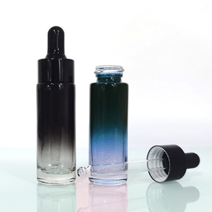 15ml Round Empty Custom Black Ombre Color Facial Oil Packaging Serum Glass Dropper <b>Bottles</b> with Screen Printing OEM/ODM - Product Image 1