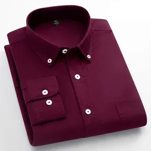 Camicia a maniche lunghe da uomo in cotone 100% traspirante, casual, tinta unita bianca, abbigliamento estivo. - Product Image 5