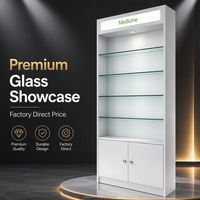 Vitrine de pharmacie sur mesure en verre trempé robuste avec éclairage LED, présentoir mural médical pour centres commerciaux et bijouteries