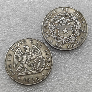 Pièces de monnaie commémoratives de style antique du Chili 1853-1862, 1 Peso, cadeaux, décoration de la maison - Product Image 5