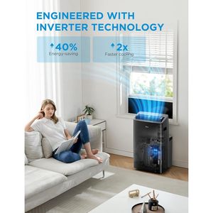 เครื่องปรับอากาศแบบพกพา Midea 12000 บีทียู อินเวอร์เตอร์ ระบบทำความเย็นเงียบพิเศษ ครอบคลุมพื้นที่สูงสุด 450 ตร.ฟุต สีดำ - Product Image 3