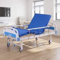 Lit d'hôpital manuel à 2 manivelles en métal pour soins à domicile, lit médical pliable avec table à manger, certifié CE ISO