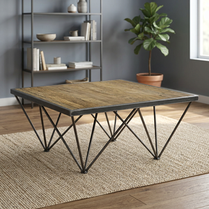 Mesa de Centro de Vidrio de Diseño Industrial y Vintage para Sala de Estar, Estilo Antiguo, para Uso en Casa, Villa u Hotel - Product Image 3