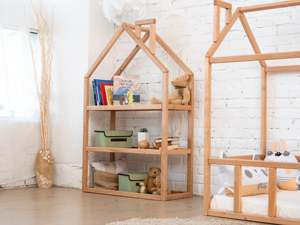 Étagère à livres en bois pour enfants, rangement de jouets, décoration de chambre d'enfant, ensemble de décoration de parc, bibliothèque Montessori personnalisée - Product Image 3