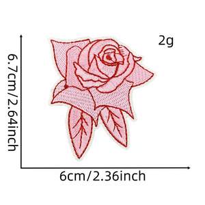 Vente chaude, style punk populaire, série rouge et noir, design floral en forme de cœur, patchs brodés à appliquer à chaud, à repasser sur les vêtements, les sacs, les casquettes - Product Image 3