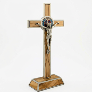 Croix murale religieuse catholique Saint Benoît avec Jésus-Christ sur la croix, décoration murale pour la maison et l'église, crucifix pour étudiants - Product Image 1