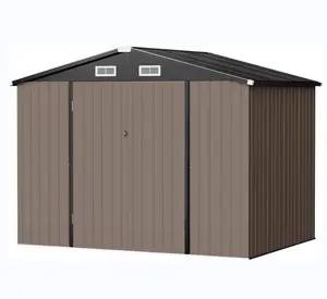 8.5FT x 5.6FT Metal çelik programı aracı açık arka bahçe veranda çim için kapı kilidi ile depolama barakası ev