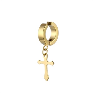Pendientes de Cruz con Circonitas para Hombre, de Acero Inoxidable con Baño de Oro de 18k, Resistentes al Deslustre, de Moda - Product Image 3