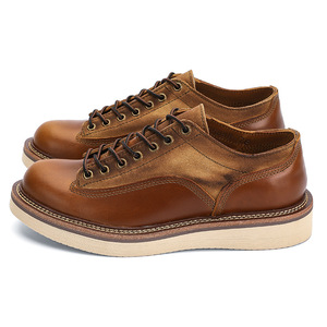Amei Kaki – Chaussures décontractées d'été pour hommes, style motard vintage américain, en cuir véritable, rehaussantes, respirantes, à lacets, antidérapantes - Product Image 5