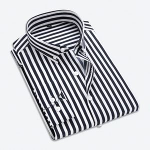 Camisa a Rayas de Manga Larga para Hombre, Estilo Coreano Informal, Corte Ajustado Japonés, J0165 - Product Image 2