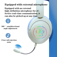Casque Bluetooth B36 avec éclairage RGB, microphone amovible, pliable, stéréo HiFi, sans fil + filaire, avec écouteurs