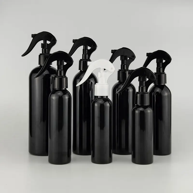 トリガースプレーボトル100ml120ml 150 ml 200ml 250ml 300ml 500ml黒プラスチックボトル水噴霧器化粧品ボトル