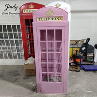 Ensemble de 5 boîtes aux lettres en forme de cabine téléphonique rétro JINDY, décoration de mariage, cabine téléphonique londonienne rose florale personnalisée