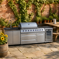 Cuisine extérieure modulaire, barbecue au gaz, acier inoxydable 304 avec allumage électronique, évier et réfrigérateur